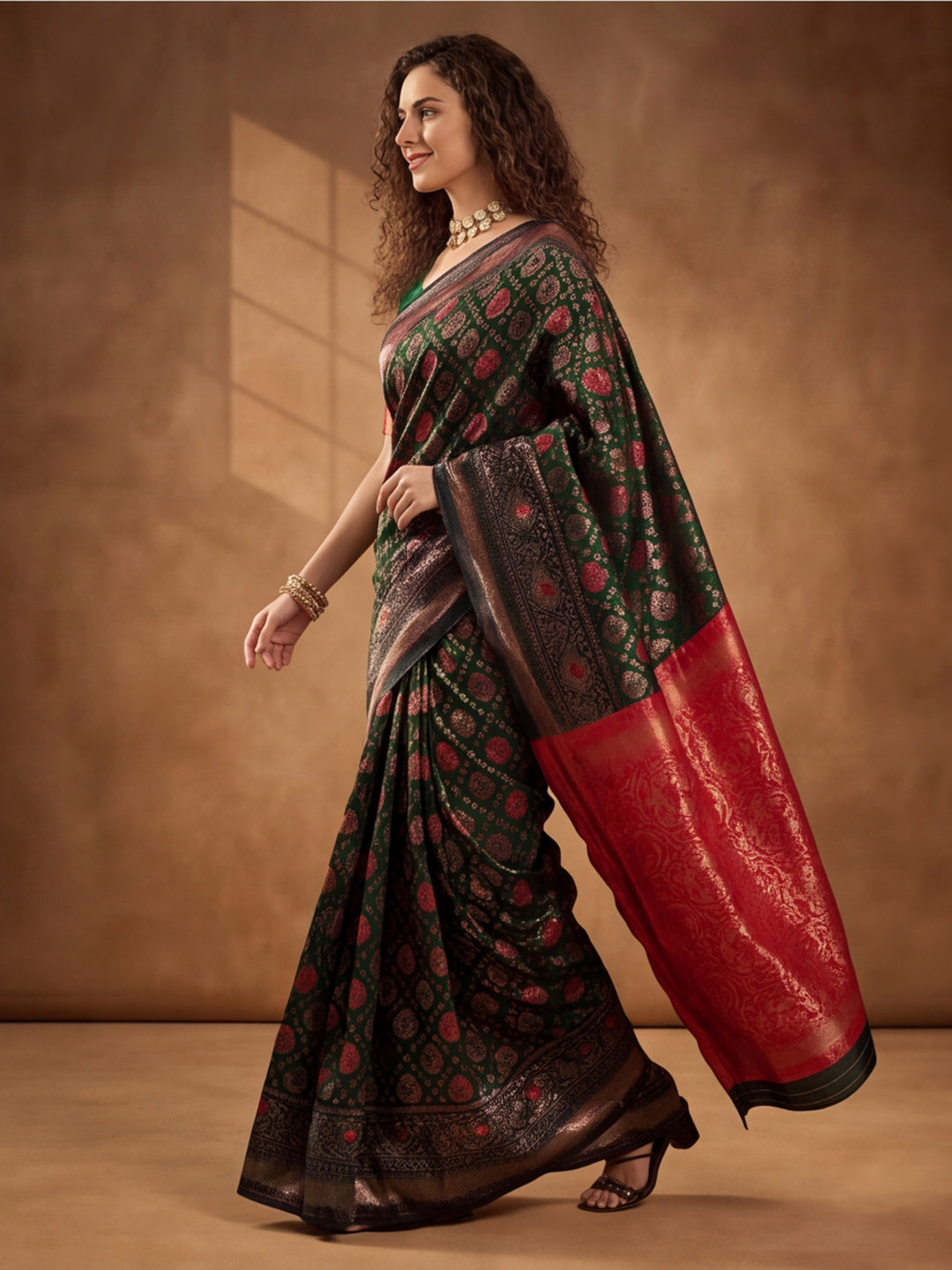 Mehandi Marvel: Weaving Work Banarasi Silk Saree