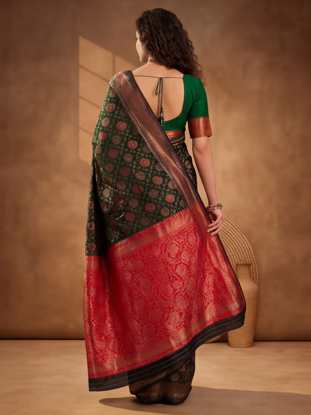 Mehandi Marvel: Weaving Work Banarasi Silk Saree