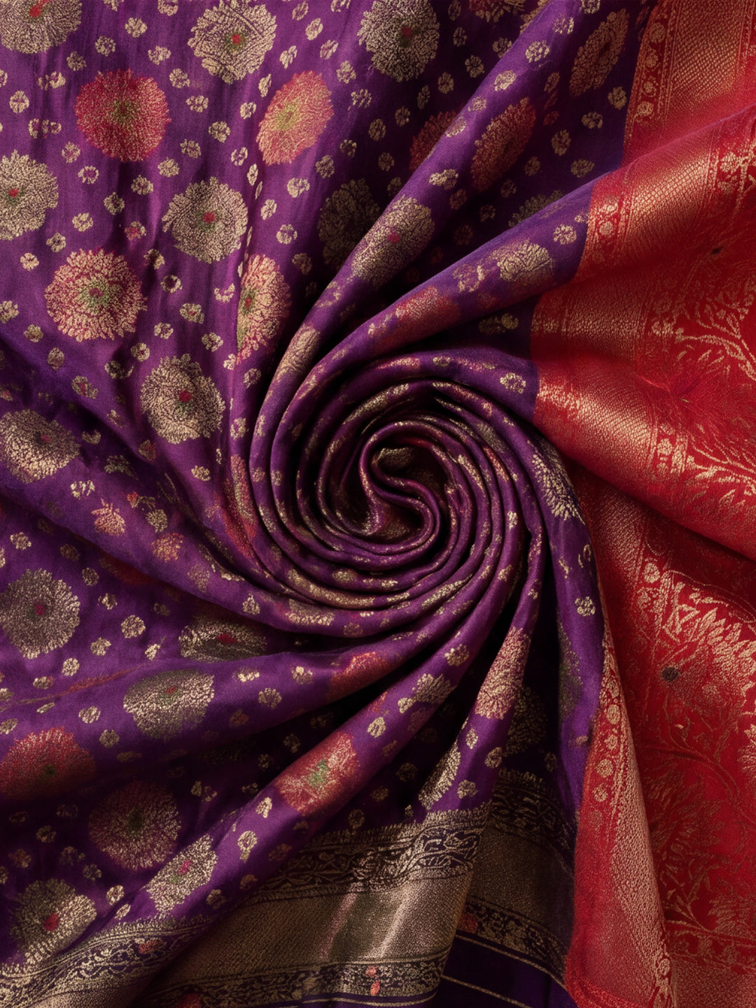 Plum Paradise: Weaving Work Banarasi Silk Saree