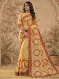 Jaipur Kurti Women'S Beautifull Embroderied Work Chiku Saree