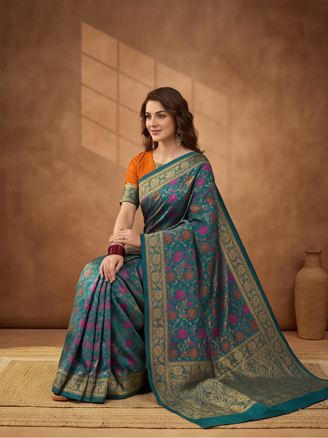 Jaipur Kurti Women'S Multi Colour Designer Weaving Saree