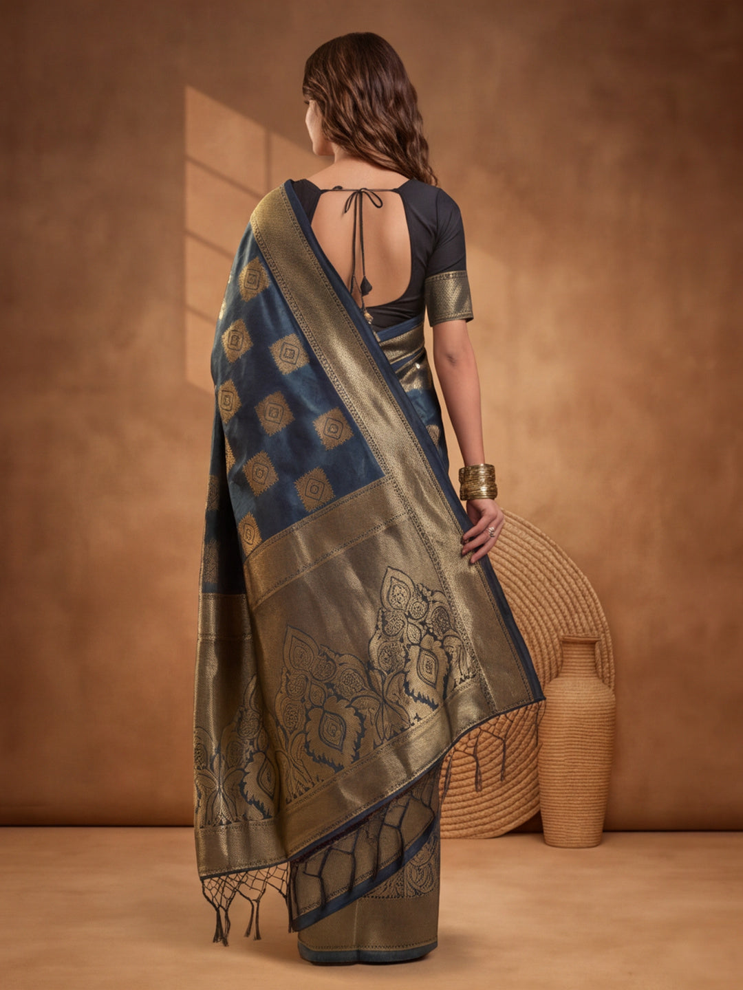 Jaipur Kurti Women'S Designer Weaving Work Multi Saree