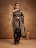 Jaipur Kurti Women'S Designer Weaving Work Black Saree