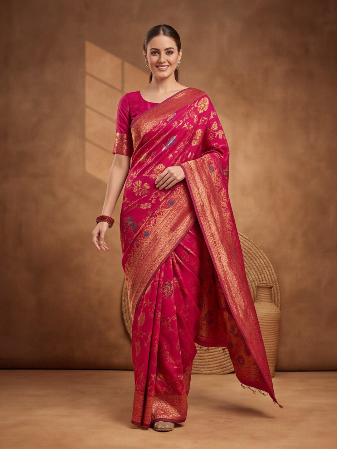 Pink Paradise: Weaving Work Banarasi Silk Saree