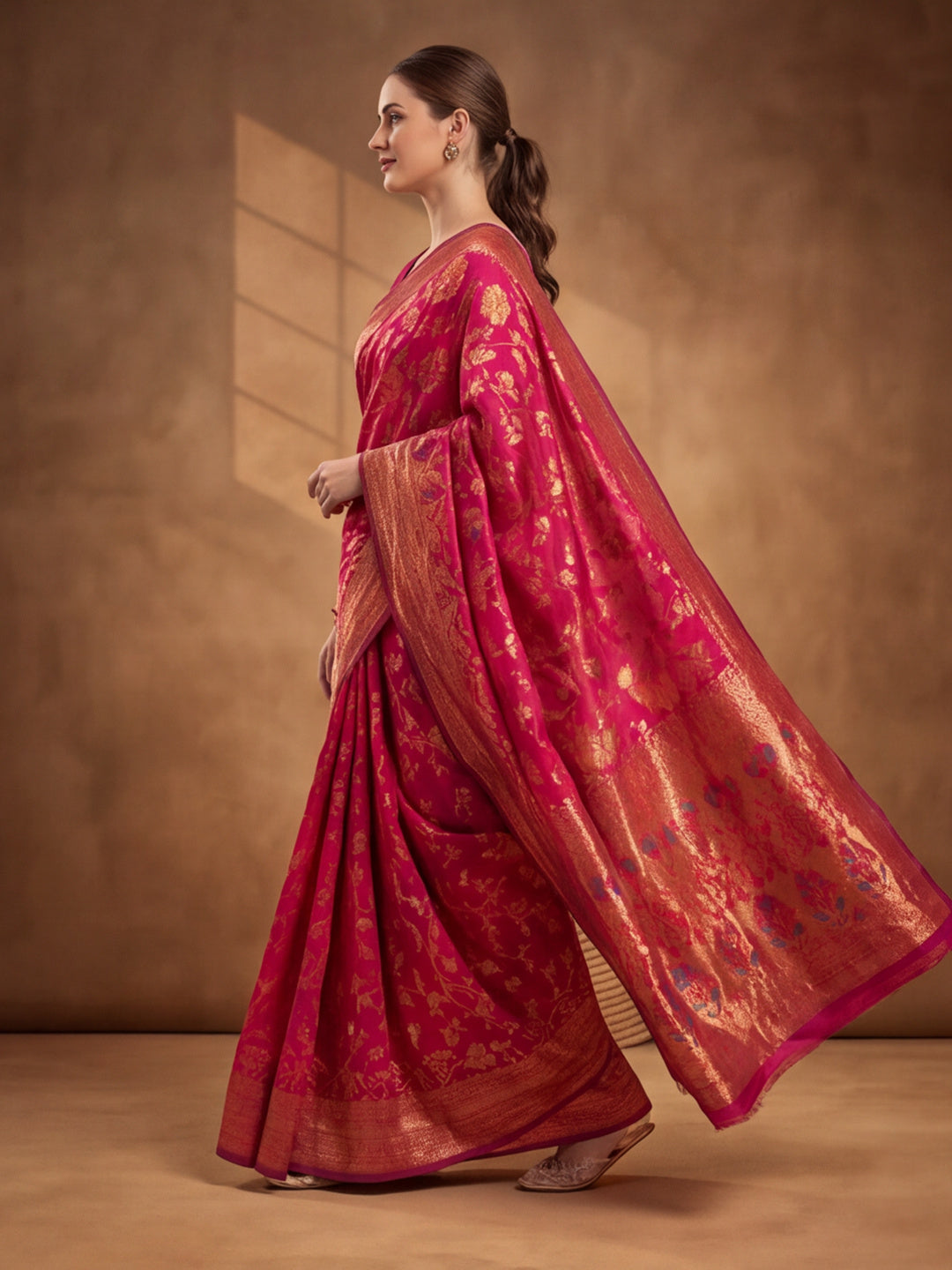 Pink Paradise: Weaving Work Banarasi Silk Saree