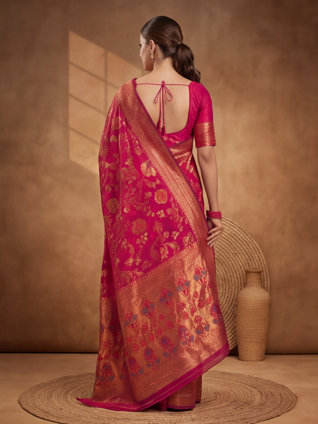 Pink Paradise: Weaving Work Banarasi Silk Saree