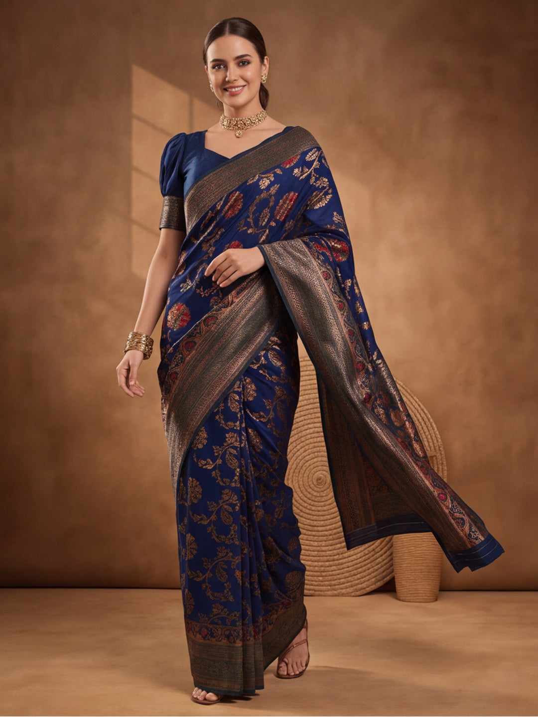 Navy Blue Dream: Weaving Work Banarasi Silk Saree