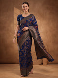 Navy Blue Dream: Weaving Work Banarasi Silk Saree
