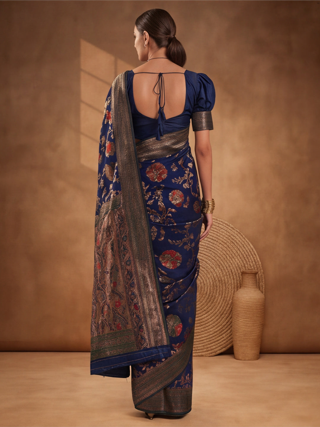 Navy Blue Dream: Weaving Work Banarasi Silk Saree