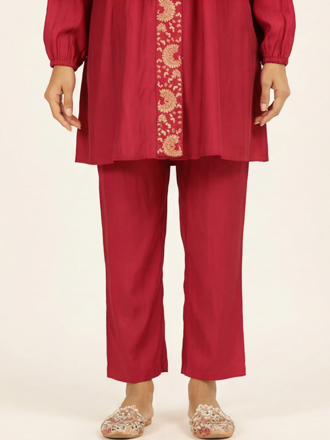 Magenta Resham Embroidered Festive Co-ord Set