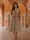 Geometric Printed Gathered Dress