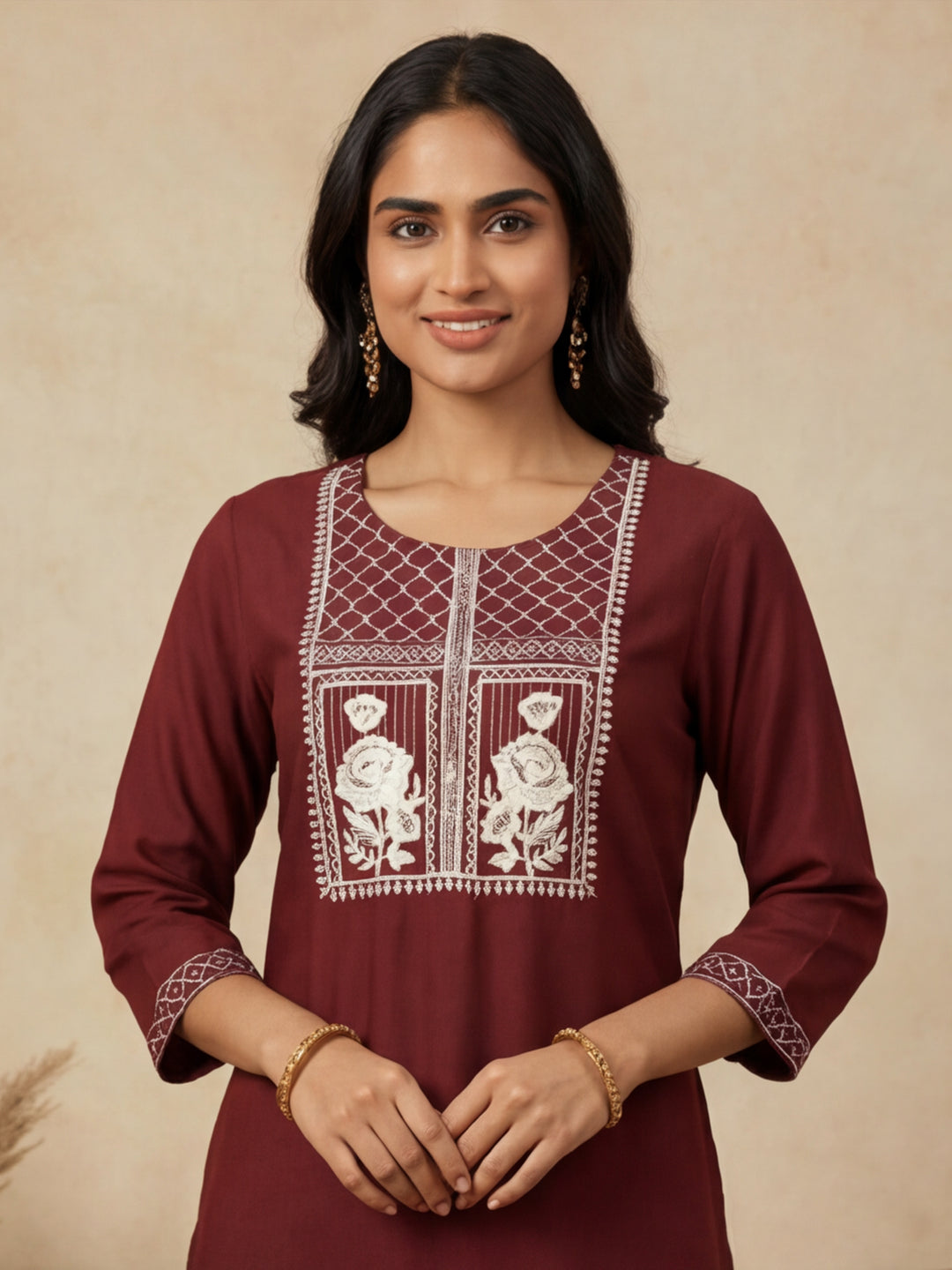 Thread Embroidered Cotton Kurta