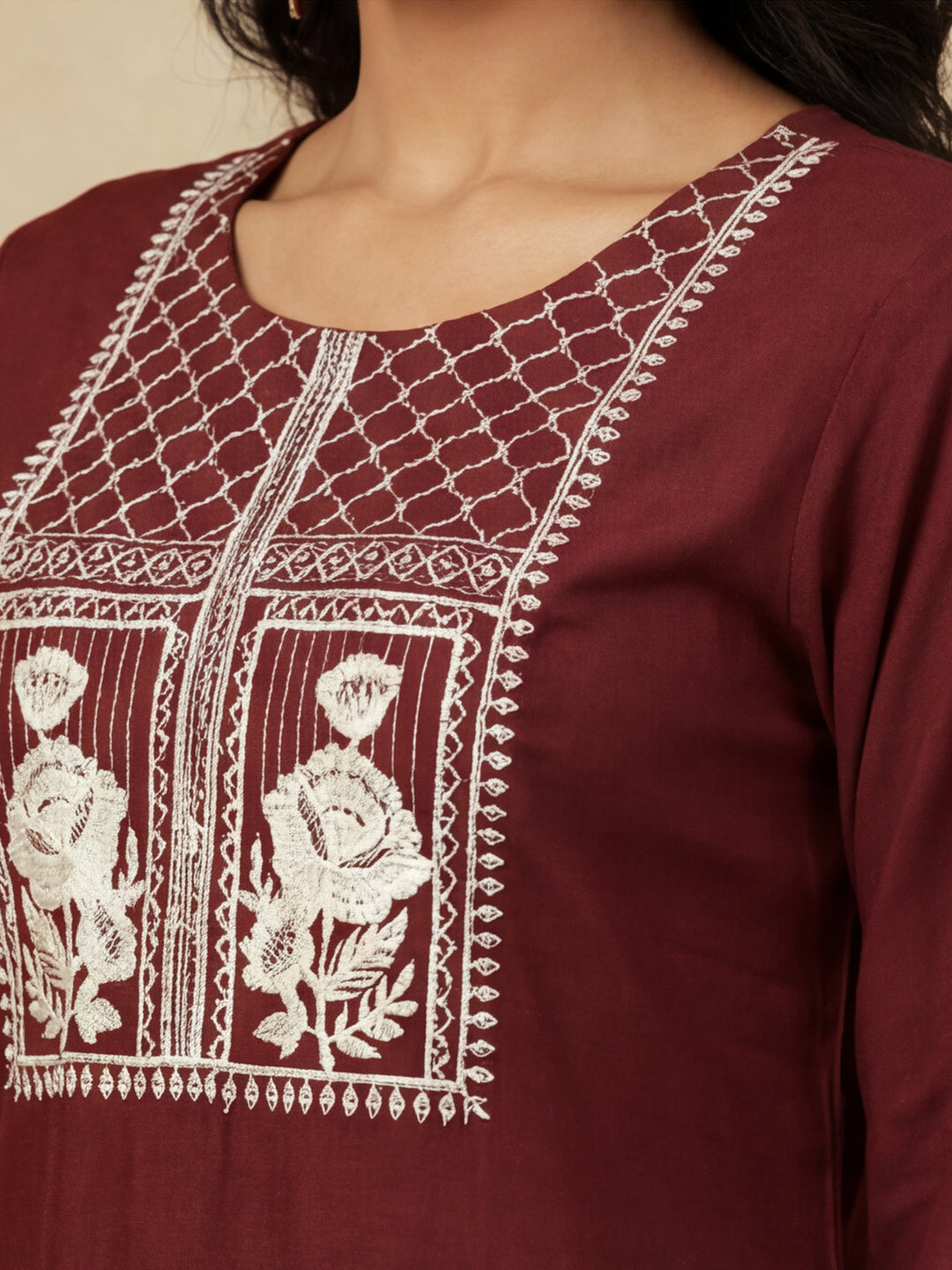 Thread Embroidered Cotton Kurta