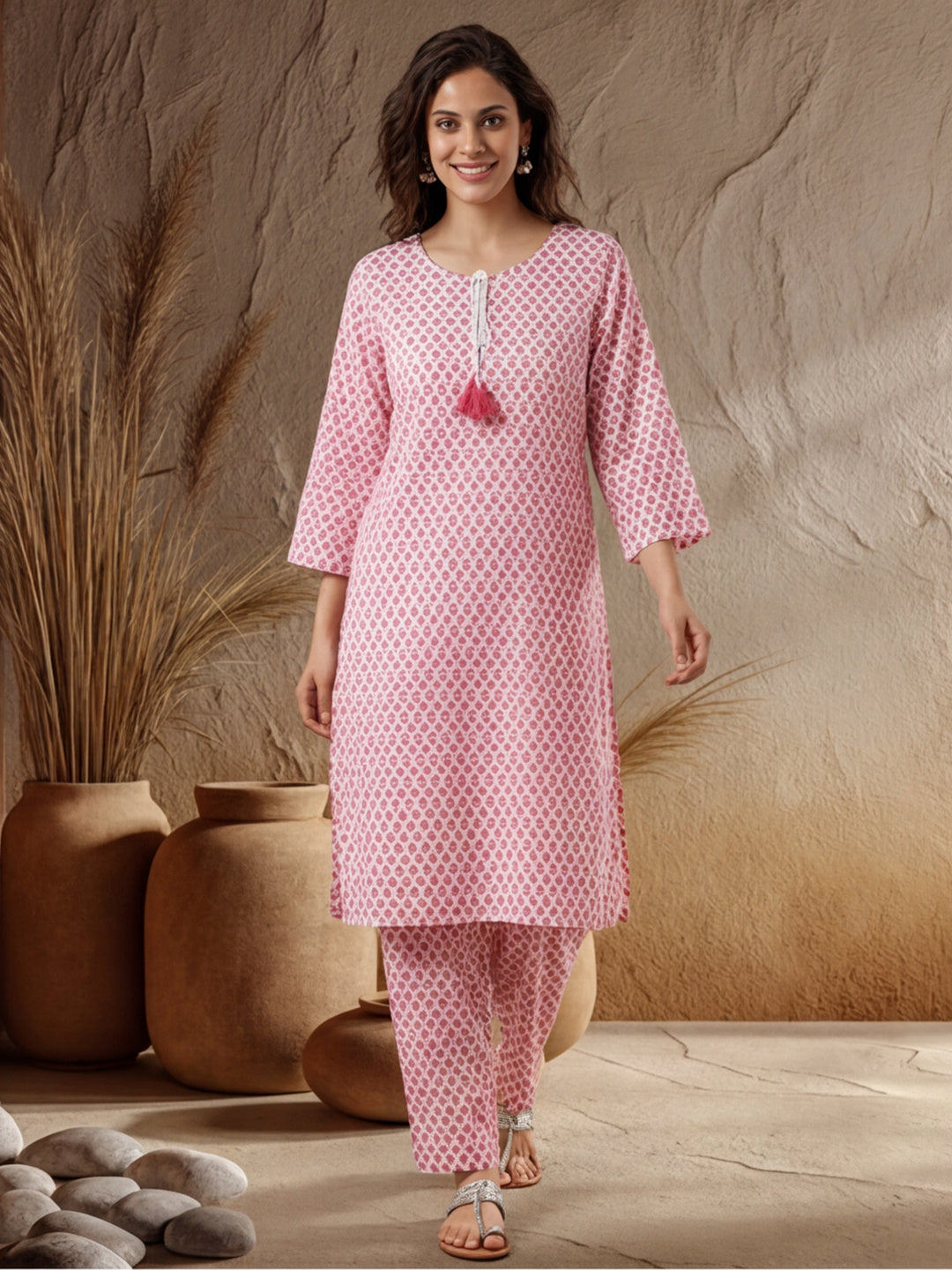 Floral Printed Straight Kurta & Trousers Sets