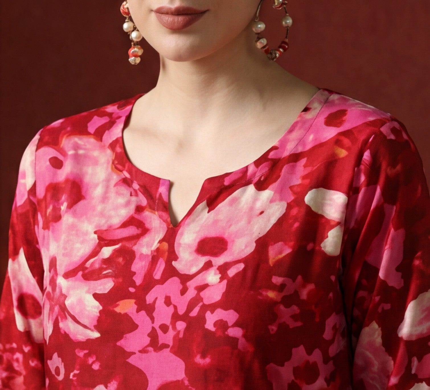 Floral Printed Straight Kurta & Trousers Sets