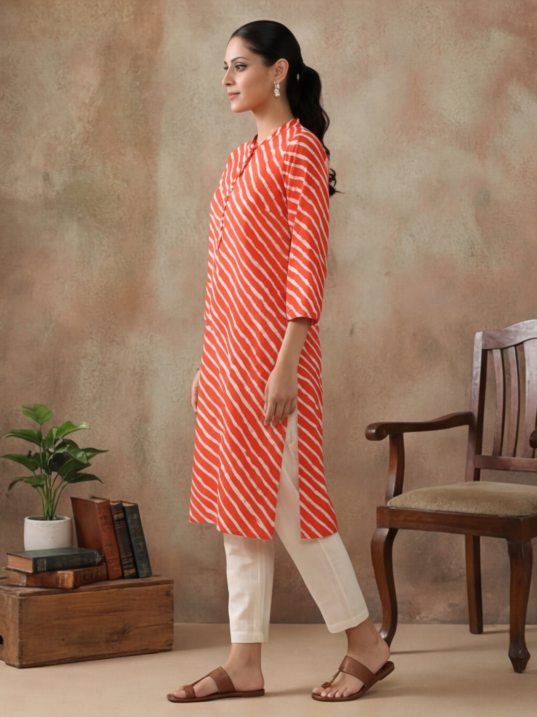 Leheriya Printed Straight Kurta