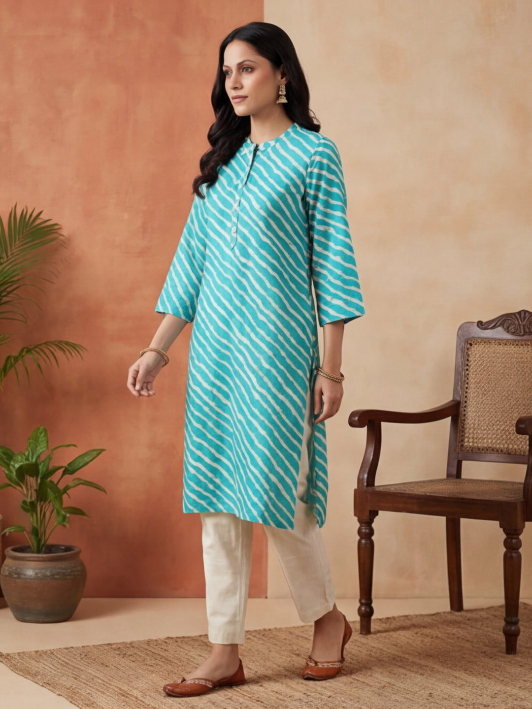 Leheriya Printed Straight Kurta