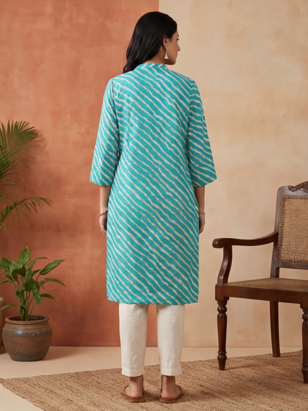 Leheriya Printed Straight Kurta