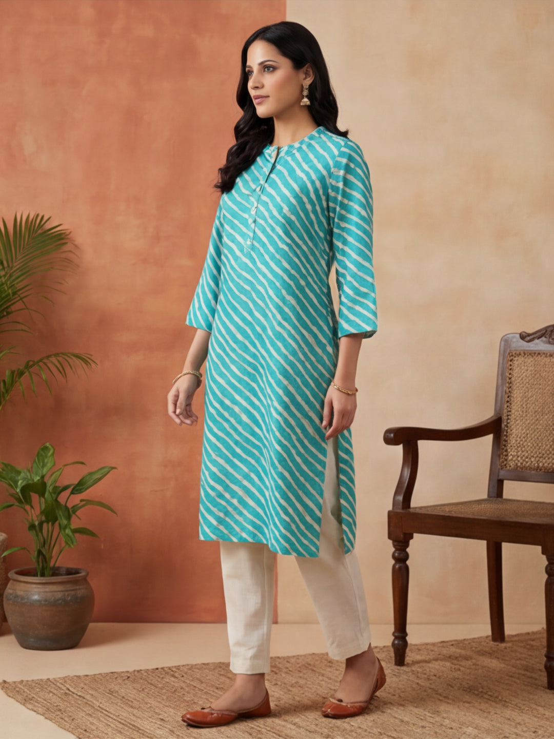 Leheriya Printed Straight Kurta