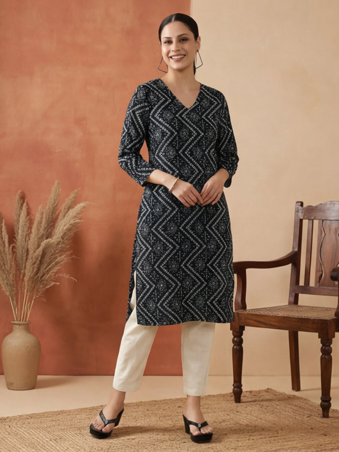 Floral Printed Straight Kurta