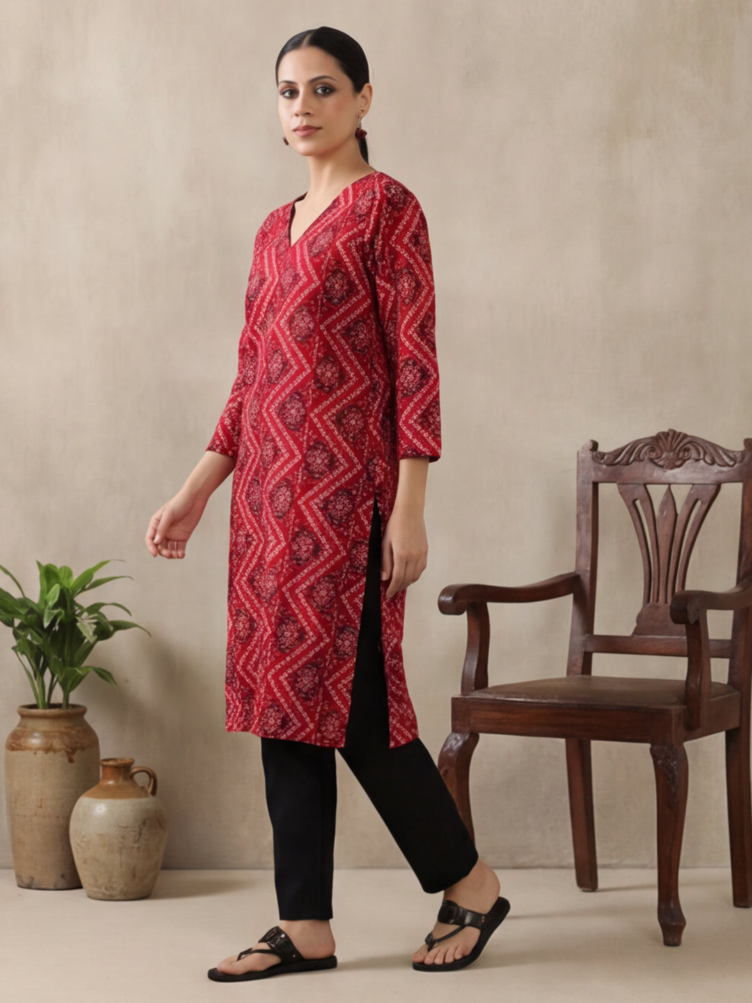 Floral Printed Straight Kurta