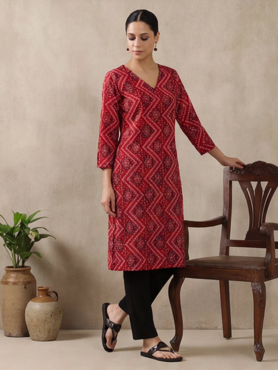 Floral Printed Straight Kurta