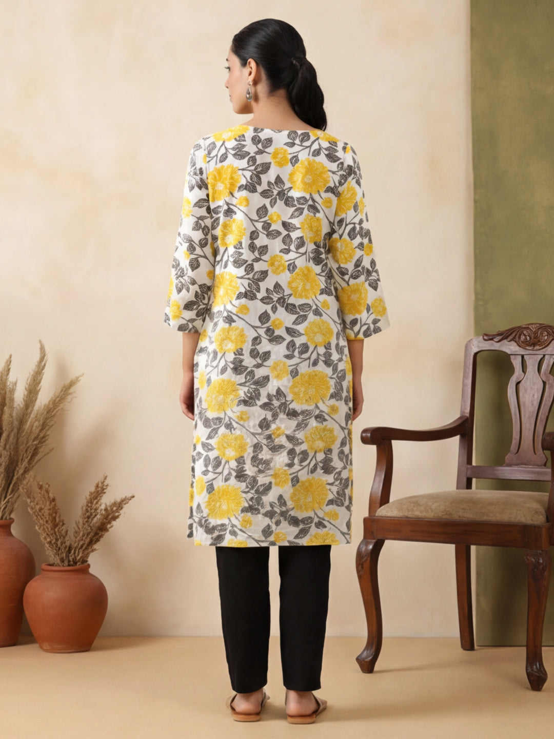 Floral Printed Straight Kurta