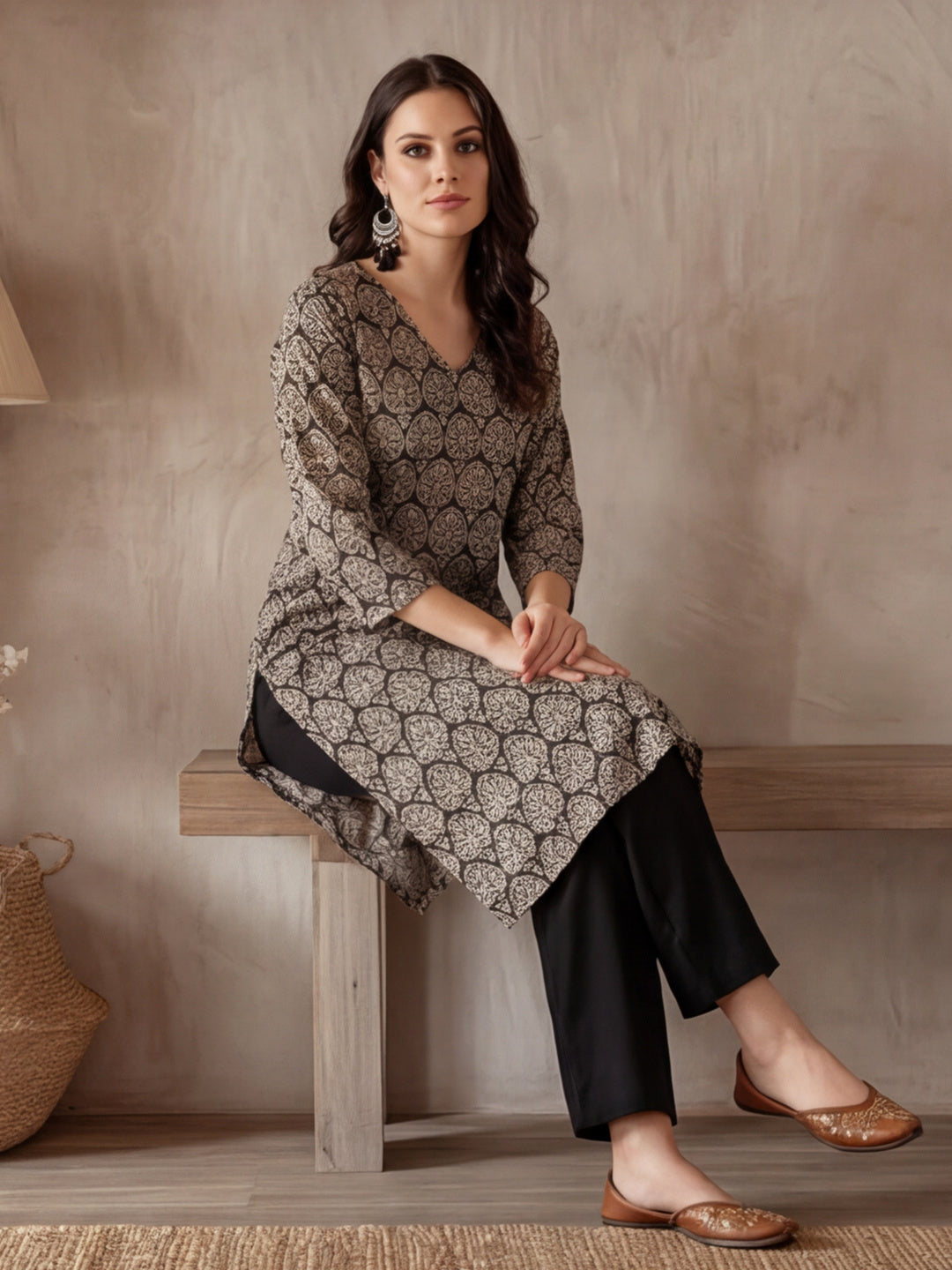 Floral Printed Straight Kurta