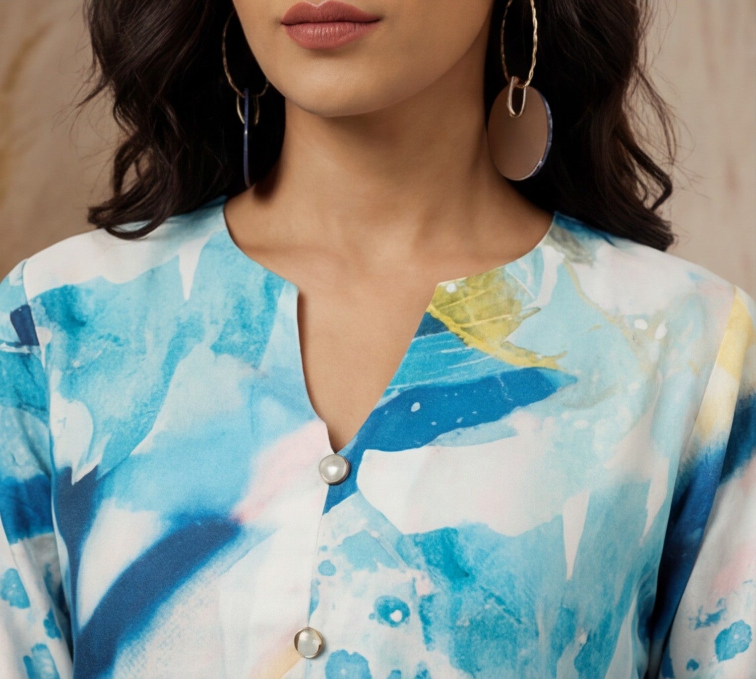 Blue Abstract Print Straight Kurta And Palazzo