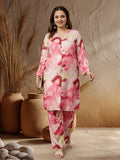 Pink Abstract Print Straight Kurta And Palazzo