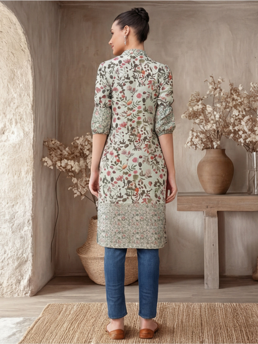 Floral Printed Straight Kurta