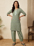 Ethnic Motifs Printed Regular Pure Cotton Kurta with Salwar