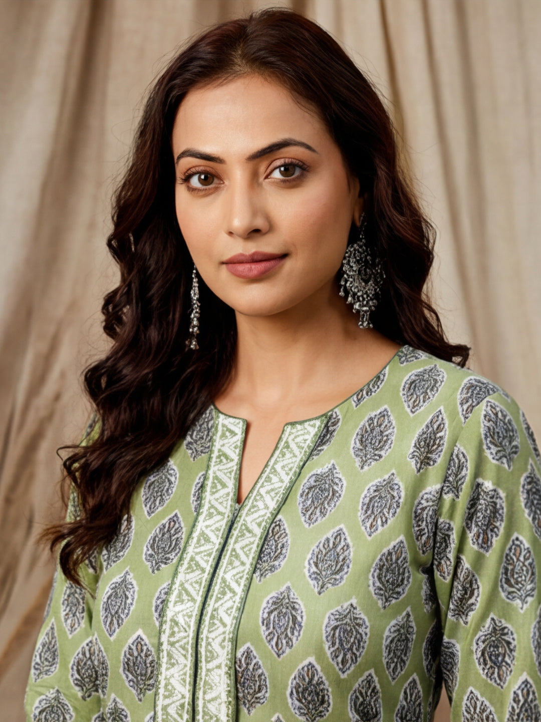 Ethnic Motifs Printed Regular Pure Cotton Kurta with Salwar