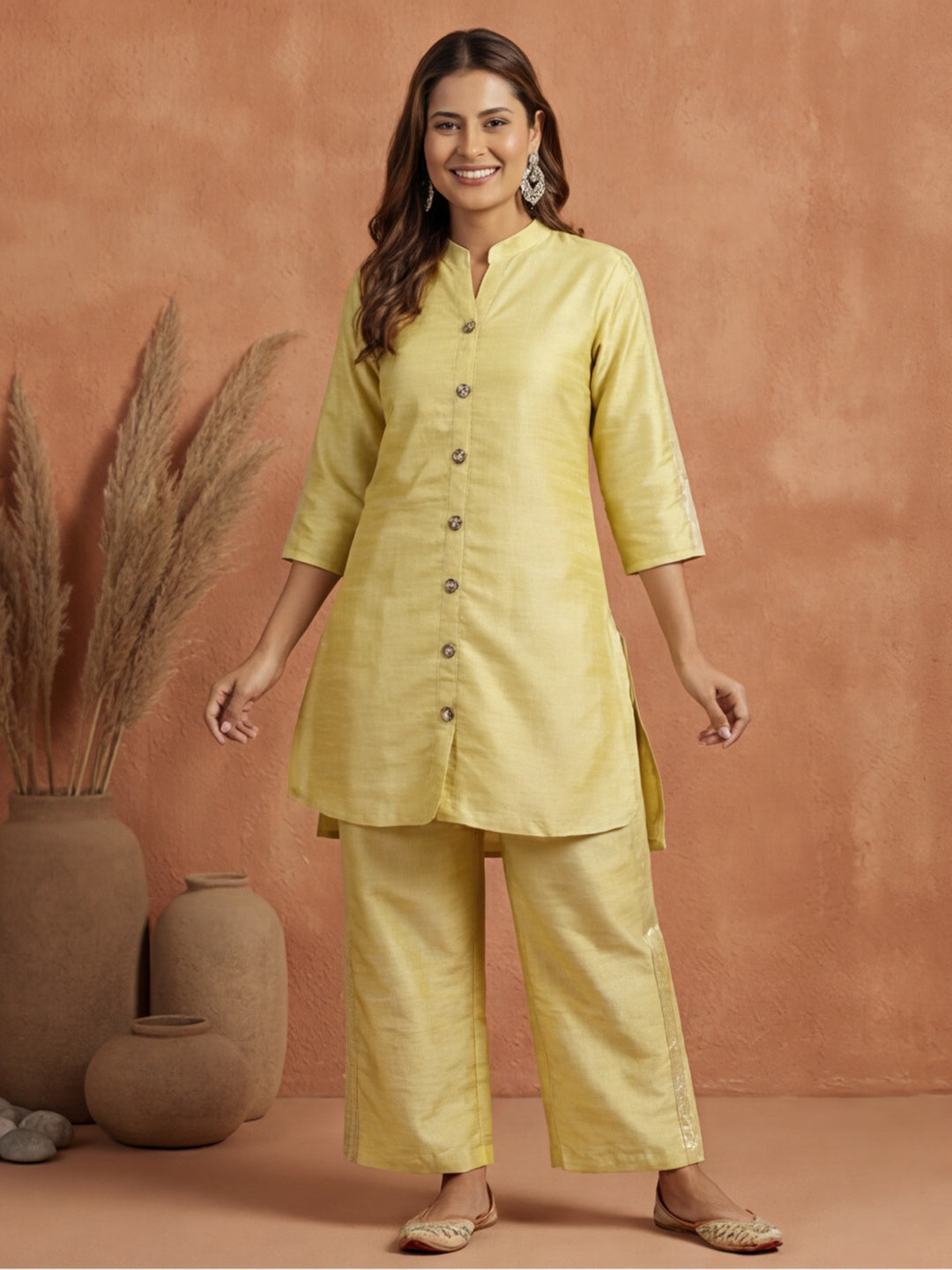 Chanderi Lurex Embroidered Festive Co-ord Set