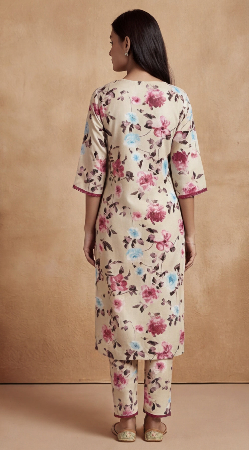 Floral Printed Straight Kurta & Trousers Sets