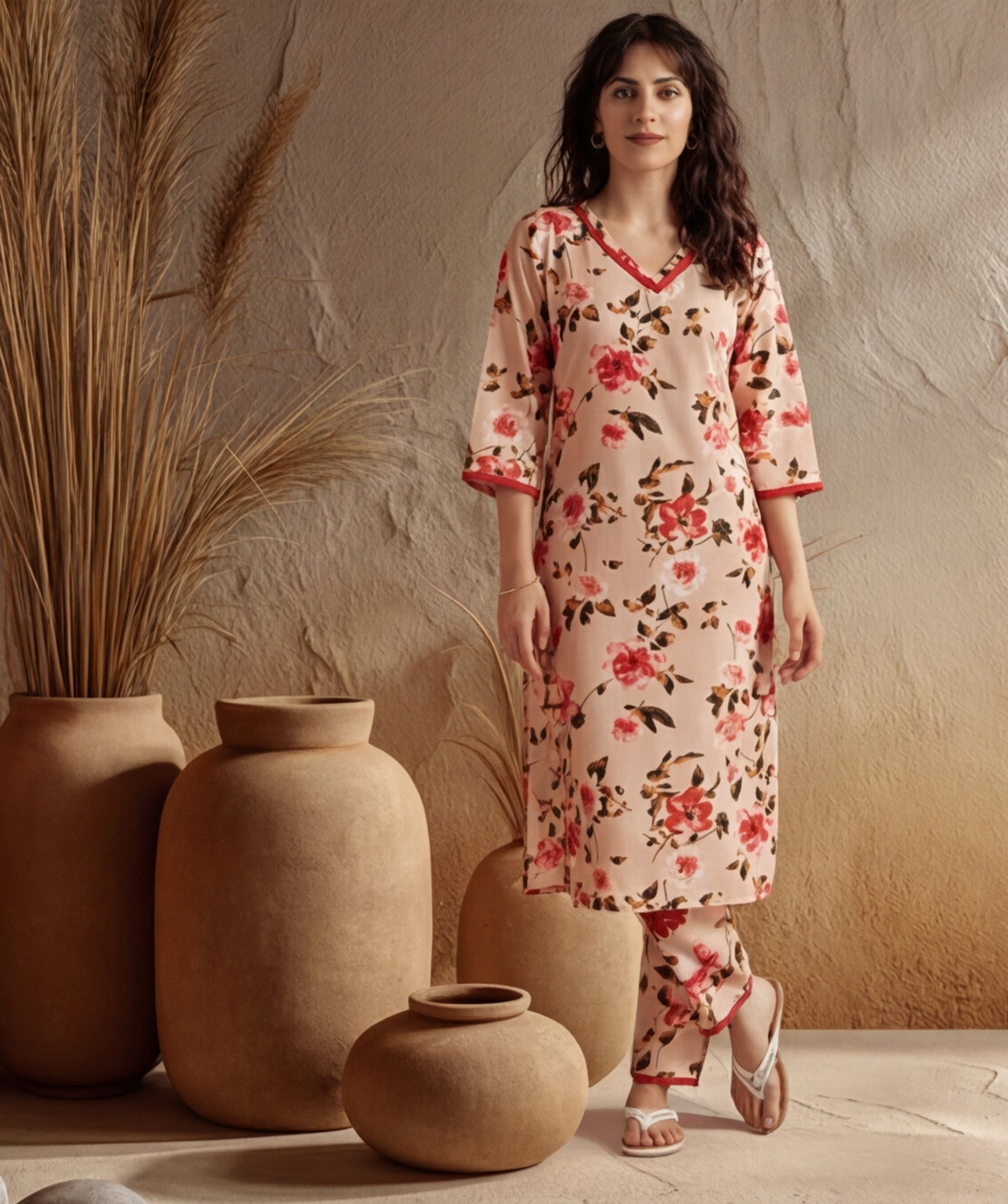 Floral Printed Straight Kurta With Pants