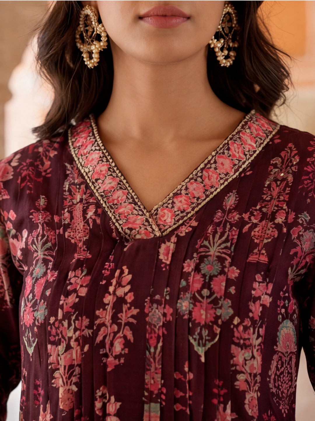 Mirror Embroidered Festive Flared Kurta Set With Dupatta