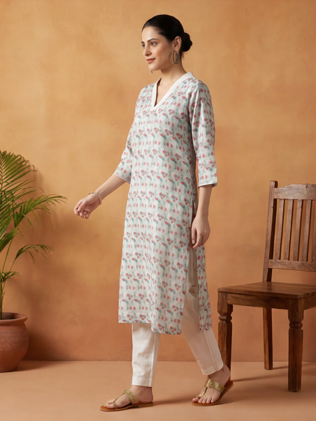 Floral Printed Straight Kurta