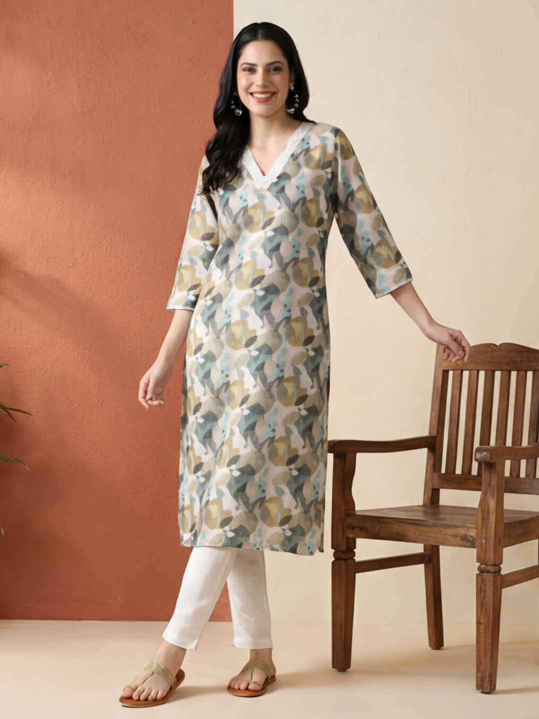 Floral Printed Straight Kurta