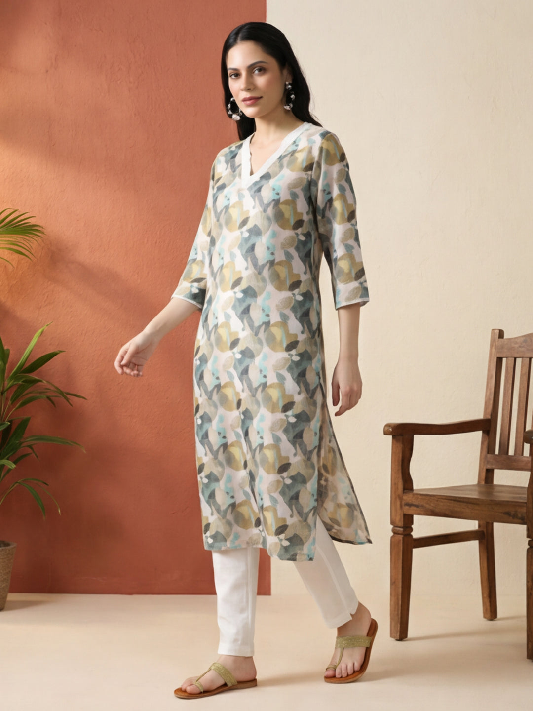 Floral Printed Straight Kurta