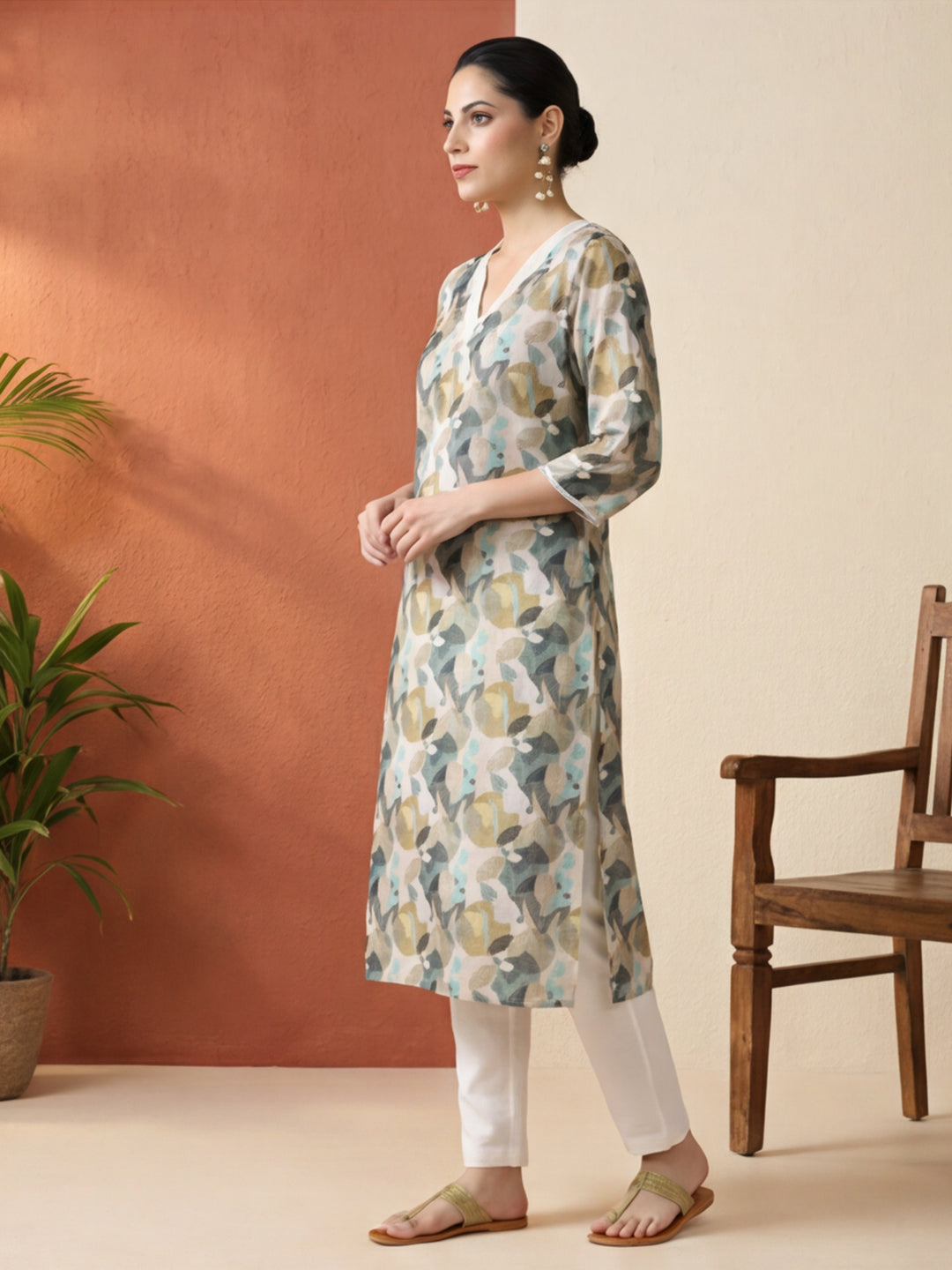 Floral Printed Straight Kurta