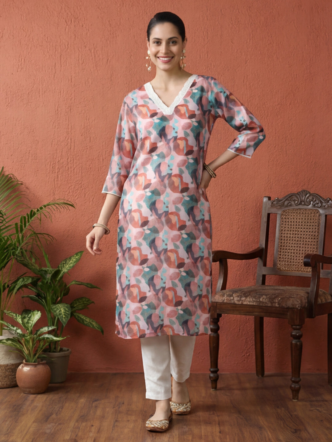 Floral Printed Straight Kurta