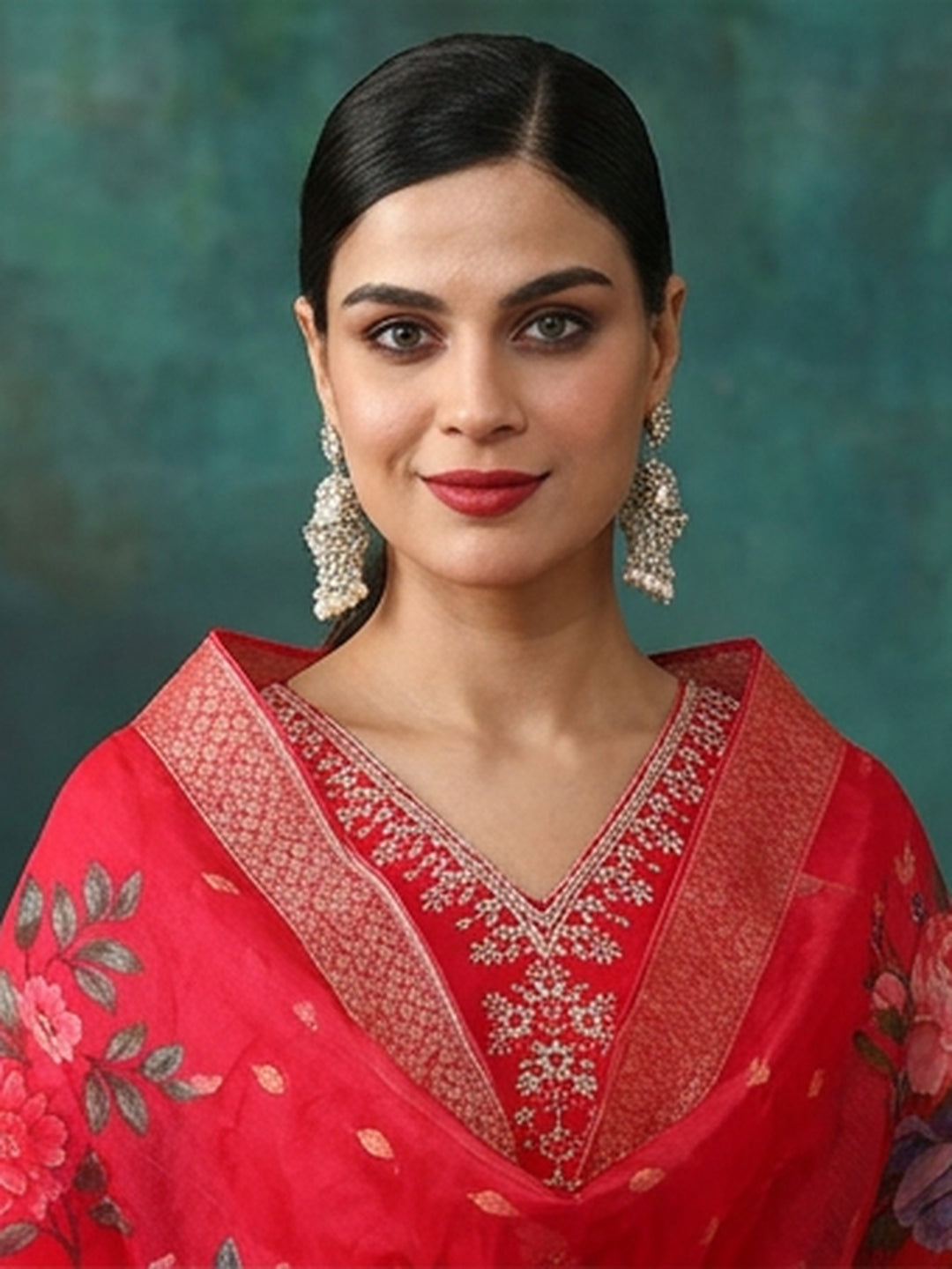 Solid Embroidered Straight Kurta & Trousers Sets