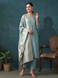 Floral Embroidered Straight Kurta & Trousers Sets