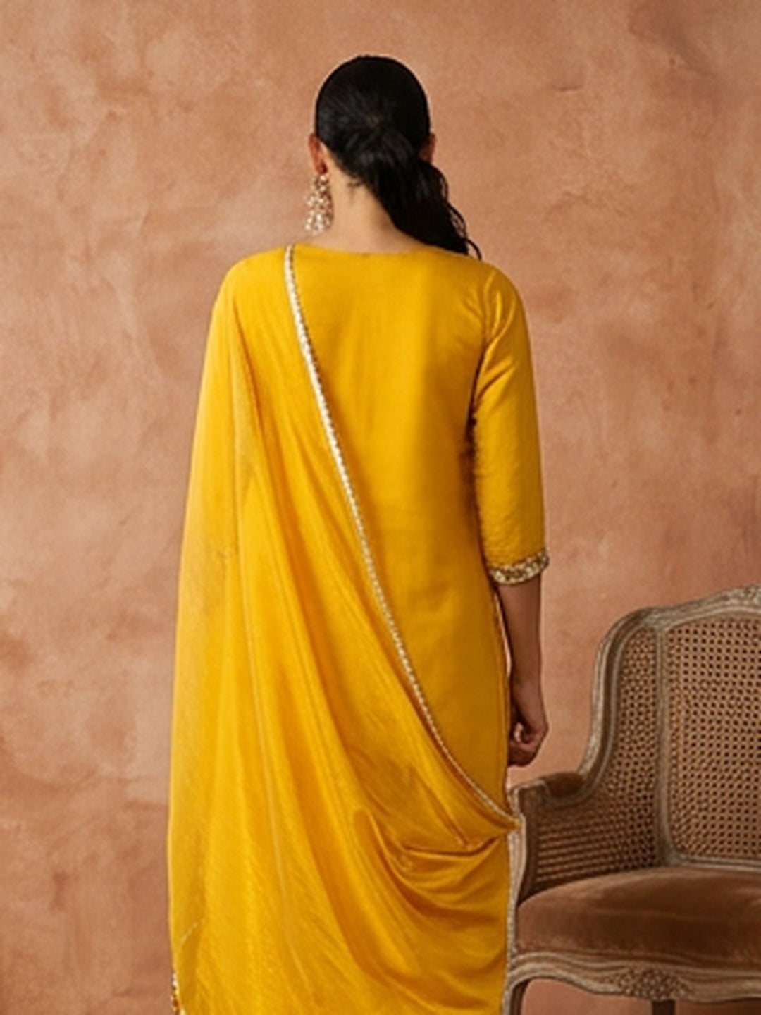 Floral Embroidered Straight Kurta & Trousers Sets