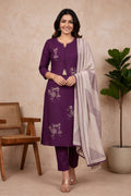 Solid Printed Straight Kurta & Trousers Sets