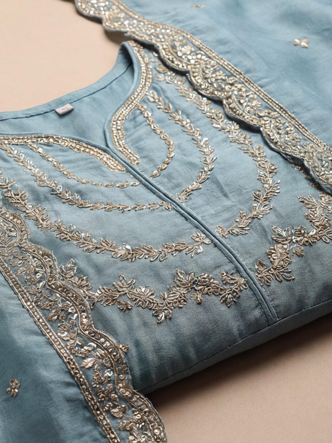 Floral Embroidered Flared Kurta & Trousers Sets