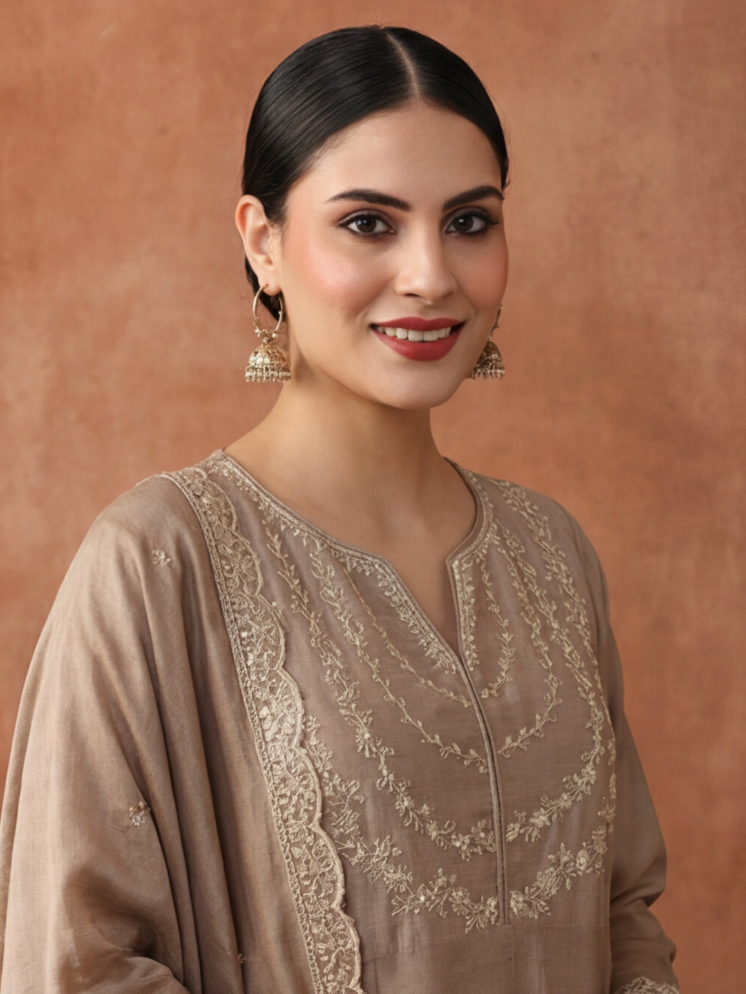 Floral Embroidered Flared Kurta & Trousers Sets