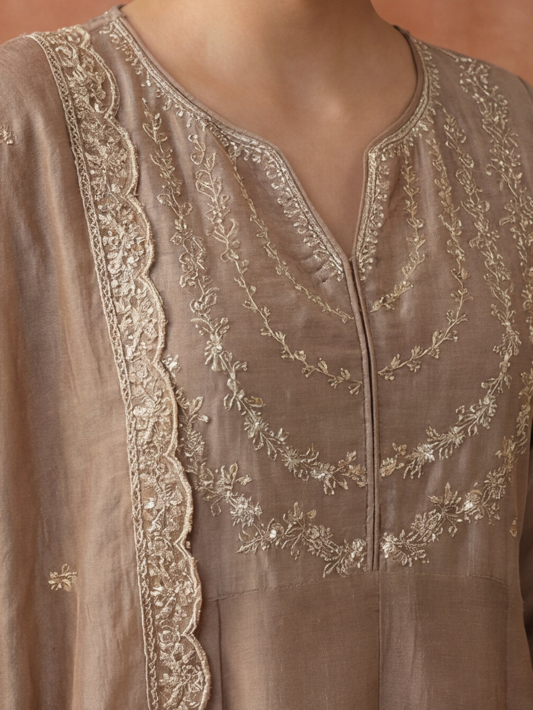 Floral Embroidered Flared Kurta & Trousers Sets