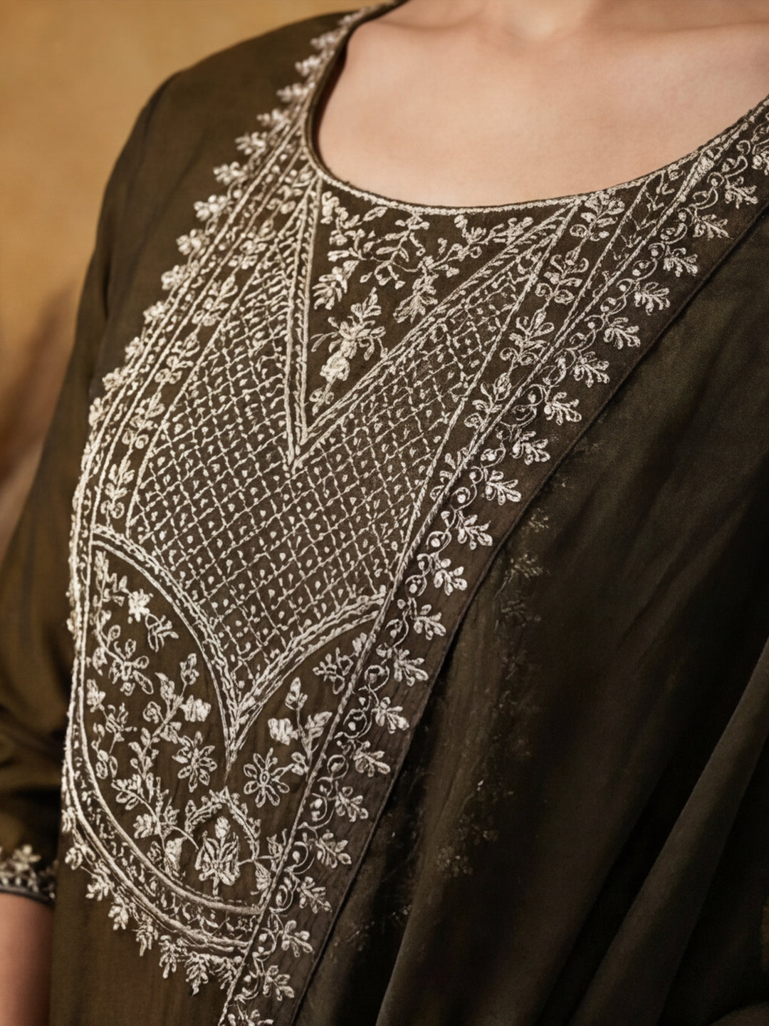 Floral Embroidered Straight Kurta & Trousers Sets